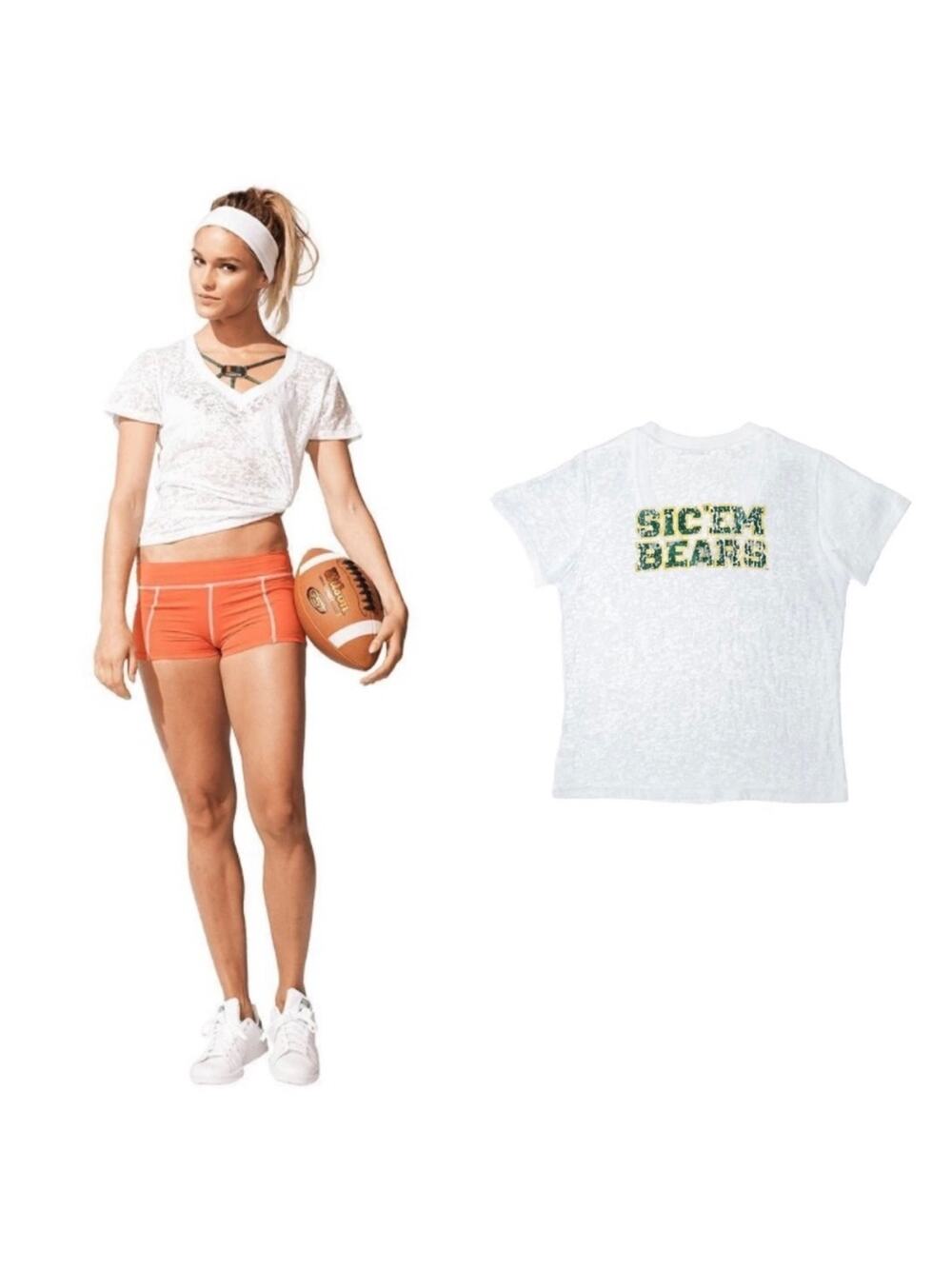 NUYU Baylor Bears Deep V-Neck Burnout Tee
